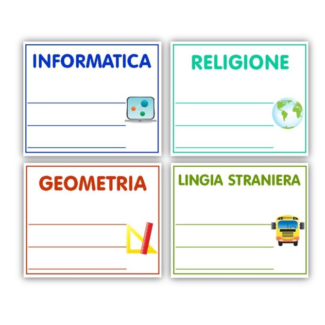 Etichette Adesive Scuola Colorate 70x66 Mm Con Materie Scolastiche 40 Etichette Per Libri Quaderni Materiale Didattico 4