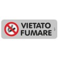 Targa Segnaletica Vietato Fumare Adesiva In Pvc 5x15 Colore Grigio Targhetta Ufficio 1