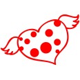 Adesivo Rosso Cuore Con Ali Ideale Per Vetrine 1