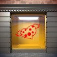 Adesivo Rosso Cuore Con Ali Ideale Per Vetrine 2