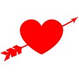 Adesivo Rosso Cuore Con Frecccia Indeale Per Vetrine 1