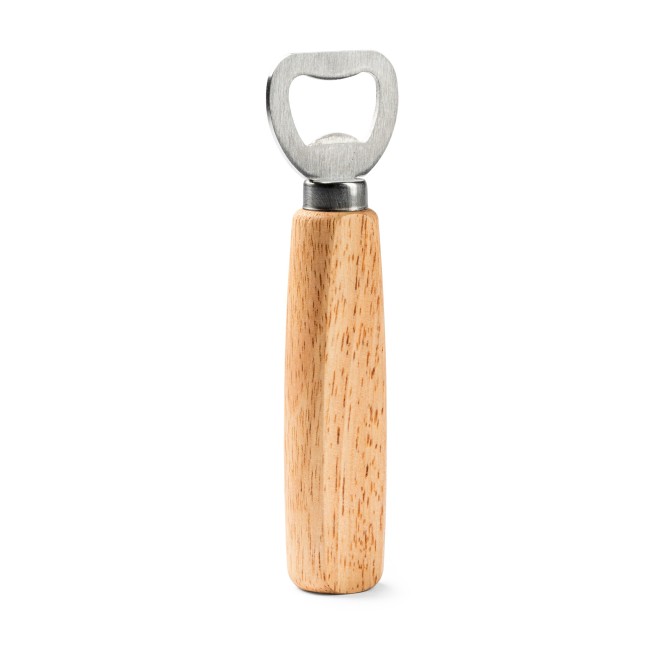 Generico Apribottiglie Classico in Acciaio con Manico in Legno, 14 cm, Design "Bevi ma non troppo!", Colore Legno Chiaro 2