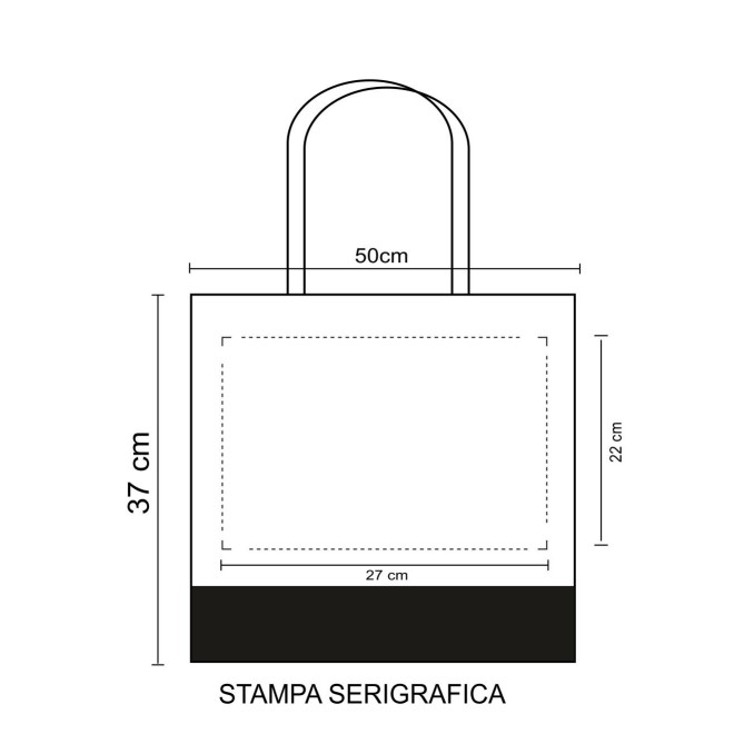 Borsa Shopping In Canvas E Juta Chiusura Con Zip Tasca Interna 50 Pezzi 37x50x16cm 2