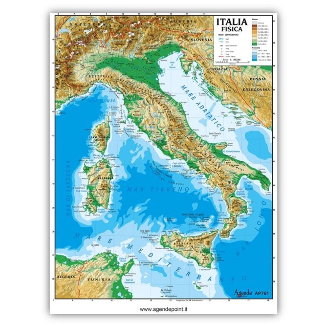 Cartina Italia Geografica A4 Fisica Politica 21x30cm Plastificata Lucida Per Uso Scolastico 1