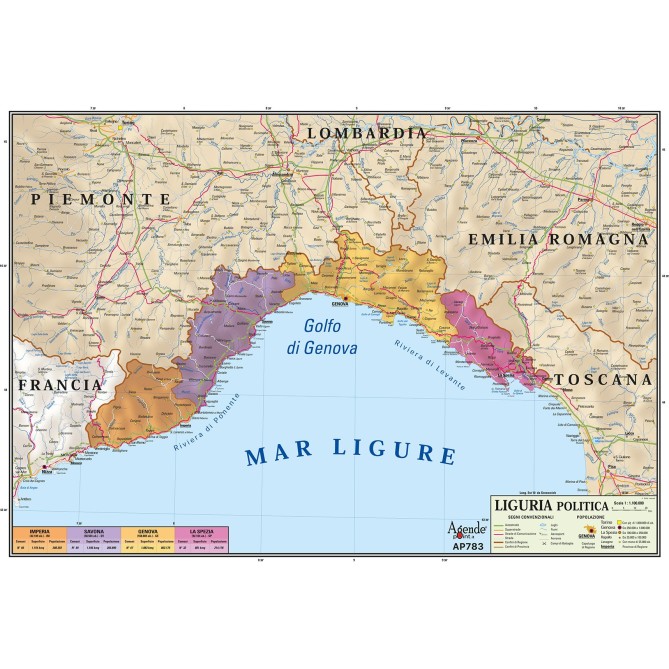 Cartina Regionale 21x30 Liguria Geografica Fisica Politica Plastificata Lucida Per Uso Scolastico 2