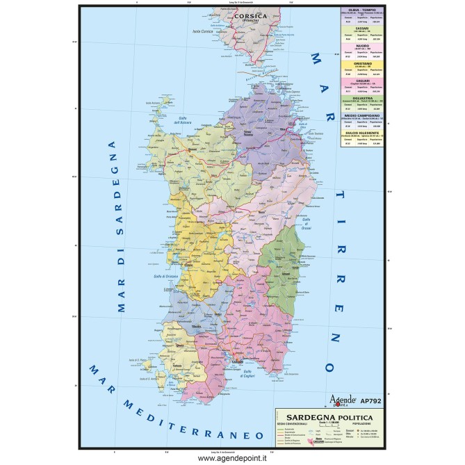 Cartina Regionale 21x30 Sardegna Geografica Fisica Politica Plastificata Lucida Per Uso Scolastico 2