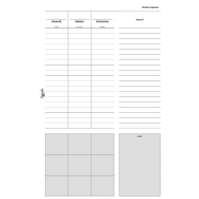 Agenda settimanale senza data spiralata plastificata 15x21cm A5 4