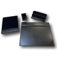 Servizio Da Scrivania In Ecopelle Soft Touch 4 Pezzi Colore Nero Set Scrittoio 4