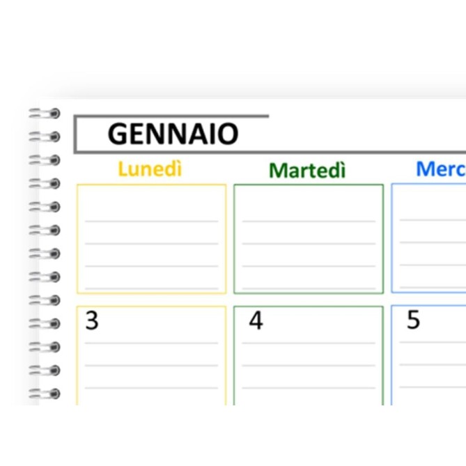 Planning mensile 2026 2027 spiralato 30x42cm A3 25 24fogli 2