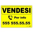 Cartello Vendesi Personalizzato Giallo 42x30 Plastificato Impermeabile 1