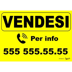 Cartello Vendesi Personalizzato Giallo 42x30 Plastificato Impermeabile 1 2