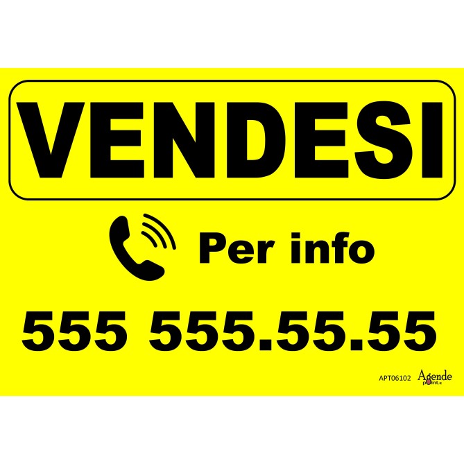Cartello Vendesi Personalizzato Giallo 42x30 Plastificato Impermeabile 2