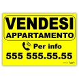 Cartello Vendesi Appartamento Personalizzato Giallo 42x30 Plastificato Impermeabile 1