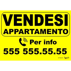 Cartello Vendesi Appartamento Personalizzato Giallo 42x30 Plastificato Impermeabile 1 2