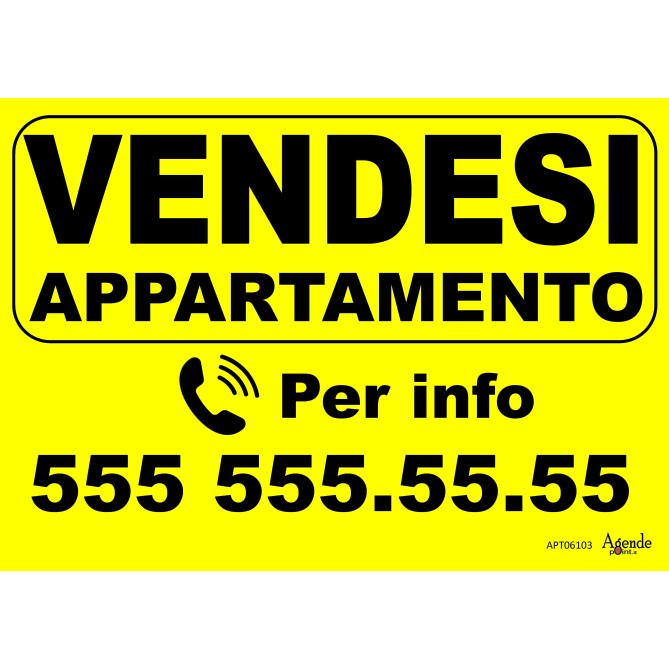 Cartello Vendesi Appartamento Personalizzato Giallo 42x30 Plastificato Impermeabile 2