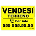 Cartello Vendesi Terreno Personalizzato Giallo 42x30 Plastificato Impermeabile 1