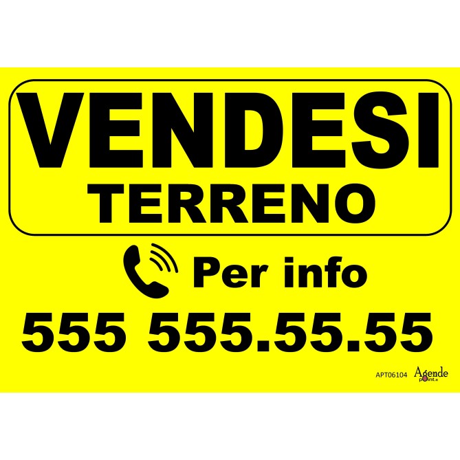 Cartello Vendesi Terreno Personalizzato Giallo 42x30 Plastificato Impermeabile 2