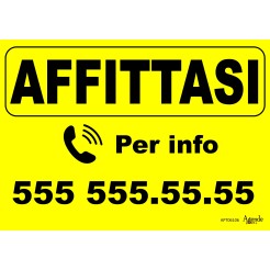 Cartello Affittasi Personalizzato Giallo 42x30 Plastificato Impermeabile 1 2