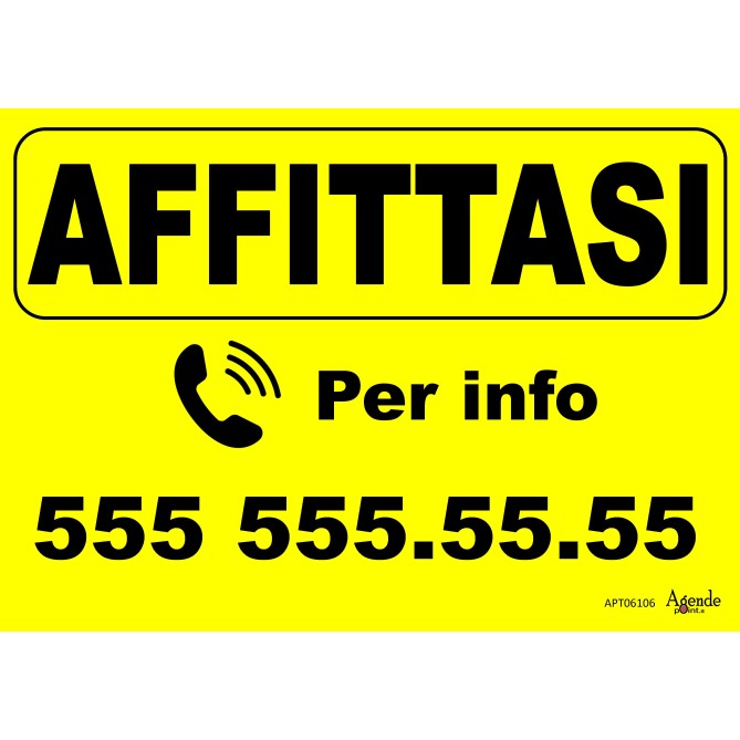 Cartello Affittasi Personalizzato Giallo 42x30 Plastificato Impermeabile 2