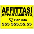 Cartello Affittasi Appartamento Personalizzato Giallo 42x30 Plastificato Impermeabile 1