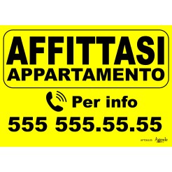 Cartello Affittasi Appartamento Personalizzato Giallo 42x30 Plastificato Impermeabile 1 2