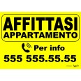 Cartello Affittasi Appartamento Personalizzato Giallo 42x30 Plastificato Impermeabile 2