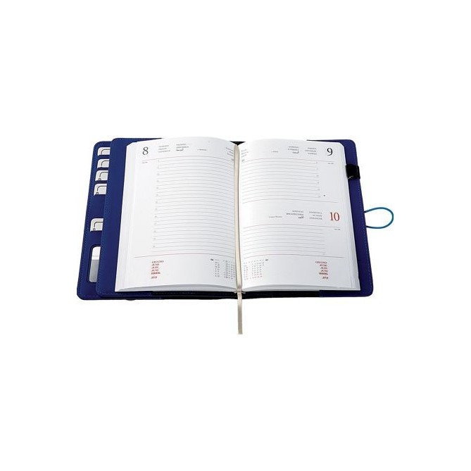 Agenda giornaliera 2026 similpelle chiusura fibbia 15x21cm A5 porta penna multilingua 5
