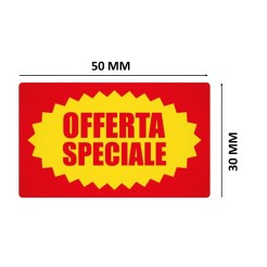 Etichette Adesive Offerta Speciale, Rosso e Giallo, 2.000 Etichette rettangolari , 2 Rotoli, Adesivi Promozionali per Negozi 1 2