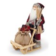 Babbo Natale Rosso Su Slitta In Piedi Plastica E Ciniglia 1
