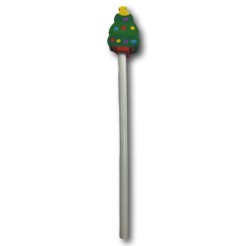 Matita Bianca in Legno con Gomma Albero di Natale - 5 Pz 1