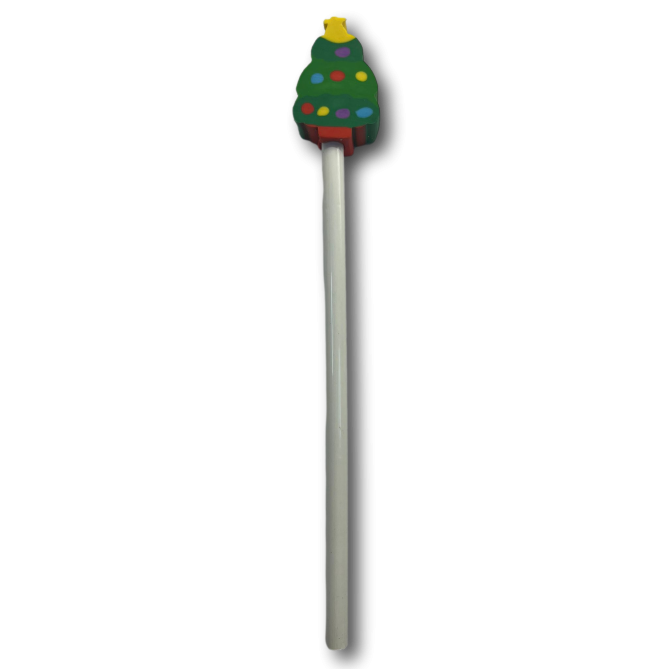 Matita Bianca in Legno con Gomma Albero di Natale - 5 Pz 1