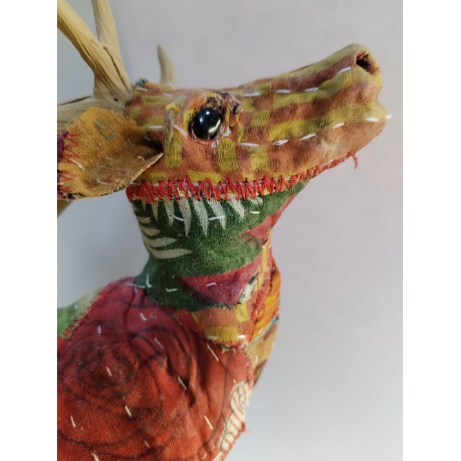 Animali Realizzati In Carta E Tessuti Riciclati Cervo H. 15cm 2