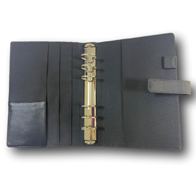 Agenda organizer tascabile VUOTA tessuto chiusura bottone 9,5x17cm tasca grigio 3