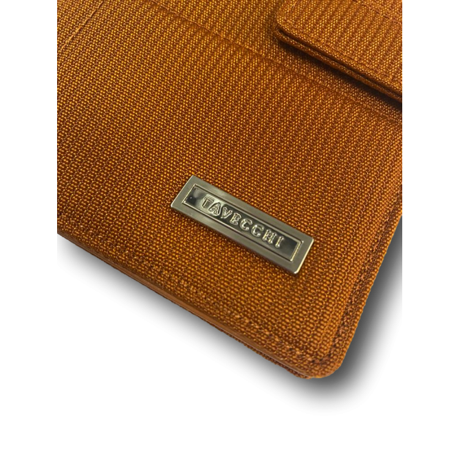 Agenda organizer tascabile VUOTA tessuto chiusura bottone 7x12cm tasca bronzo 1