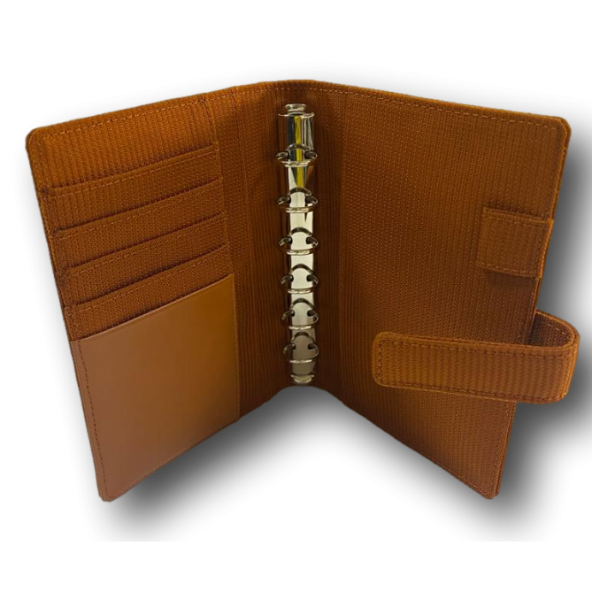 Agenda organizer tascabile VUOTA tessuto chiusura bottone 7x12cm tasca bronzo 2
