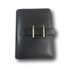 Agenda organizer tascabile VUOTA poliestere chiusura fibbia 7x12cm tasca nero 1