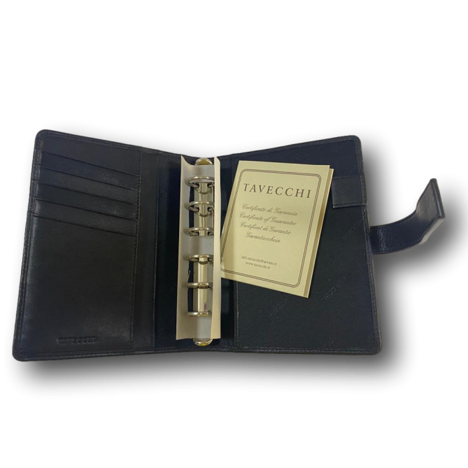 Agenda organizer tascabile VUOTA poliestere chiusura fibbia 7x12cm tasca nero 3