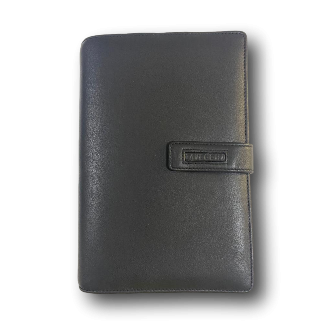 Agenda organizer tascabile VUOTA poliestere chiusura bottone 7x12cm tasca nero 1
