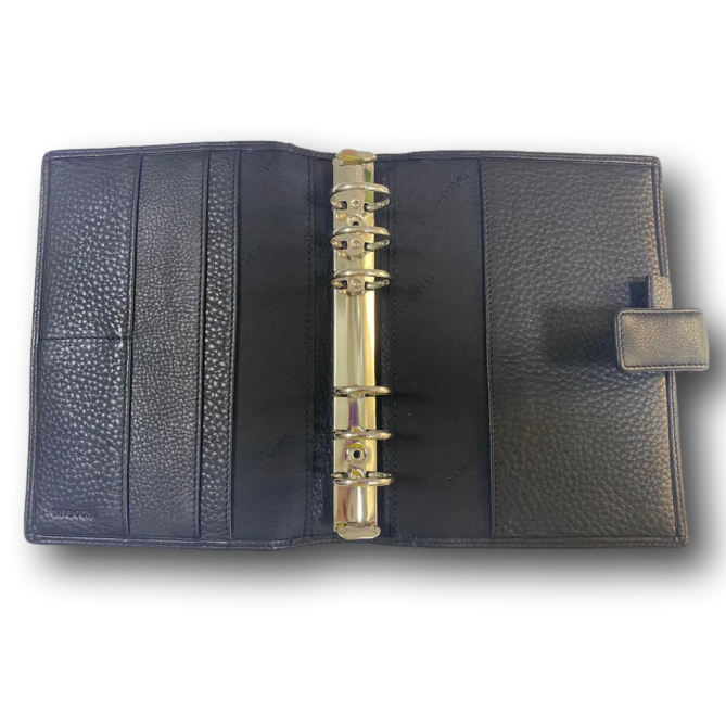 Agenda organizer tascabile VUOTA poliestere chiusura bottone 9,5x17cm tasca nero 1