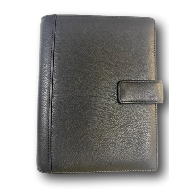 Agenda organizer tascabile VUOTA poliestere chiusura bottone 9,5x17cm tasca nero 2