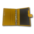 Agenda organizer tascabile VUOTA tessuto chiusura bottone 7x12cm tasca senape 3