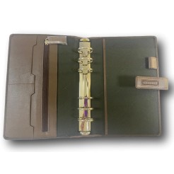 Agenda organizer tascabile VUOTA similpelle chiusura bottone 9,5x17cm tasca marrone 1 2