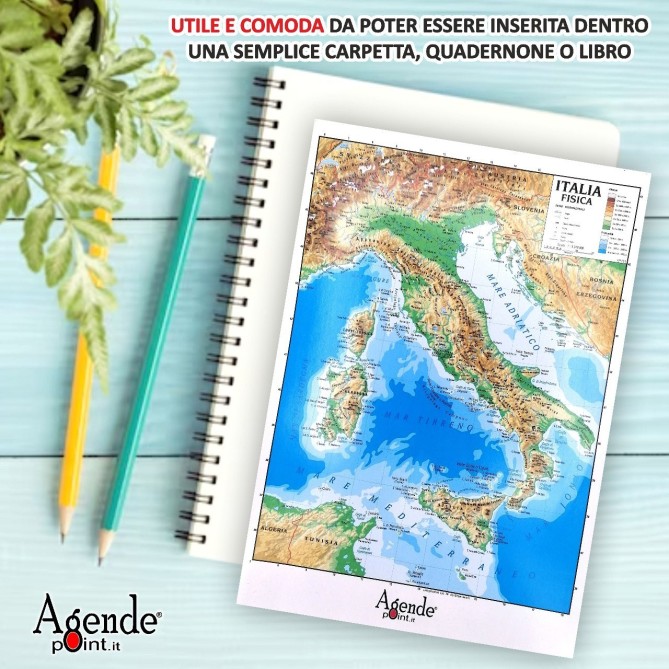 Cartina Italia Geografica A4 Fisica Politica 21x30cm Plastificata Lucida Per Uso Scolastico 6