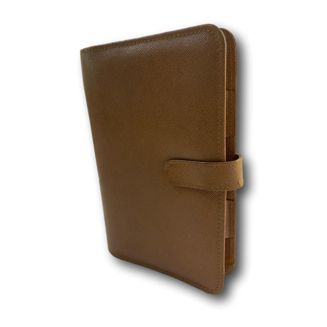Agenda organizer tascabile VUOTA poliestere chiusura bottone 9,5x17cm tasca senape 3