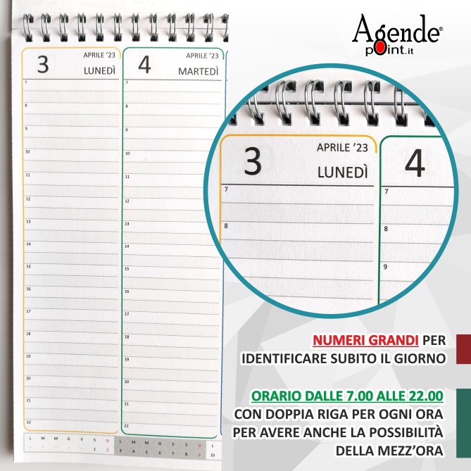 Planning settimanale COLORS spiralato 21x30cm A4 orario 55fogli 6