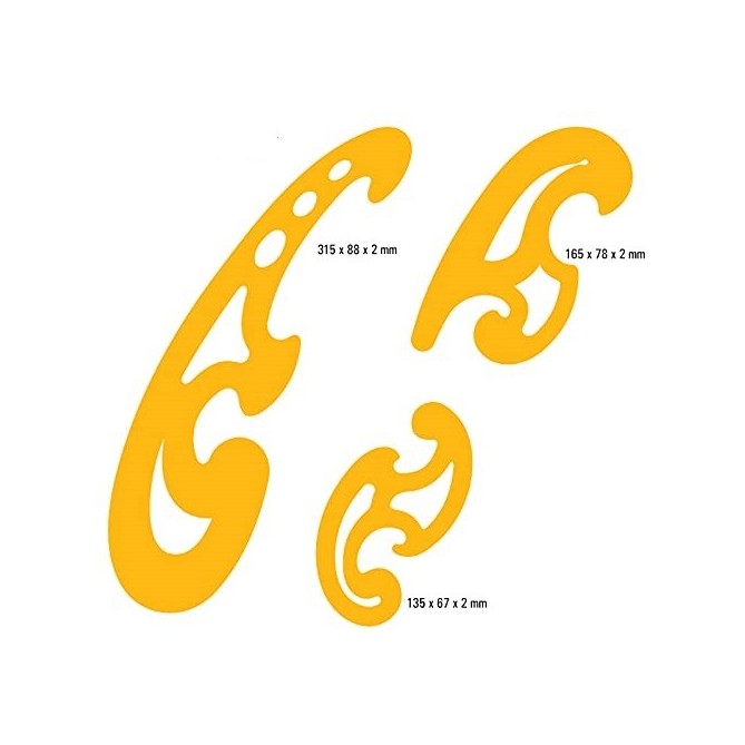 Curvilinee Set 3 Pezzi In Pvc giallo di Ottima Qualità 2