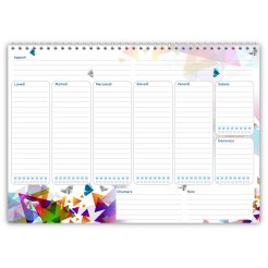 Planning settimanale perpetuo spiralato 21x30cm A4 55pagine 55fogli colorato triangoli 1