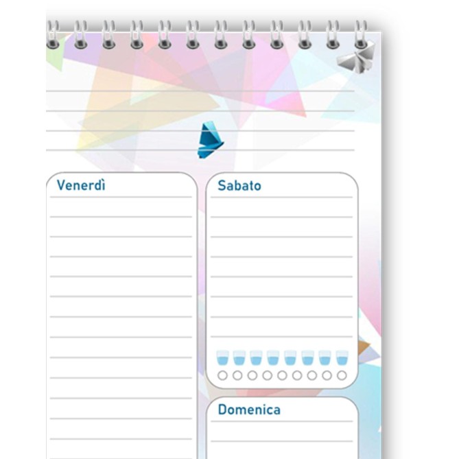 Planning settimanale perpetuo spiralato 21x30cm A4 55pagine 55fogli colorato triangoli 3