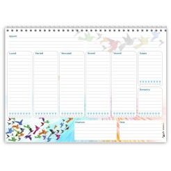 Planning settimanale perpetuo spiralato 21x30cm A4 55pagine 55fogli colorato volatili 2