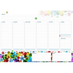 Planning settimanale perpetuo spiralato 21x30cm A4 55pagine 55fogli colorato fiori 2 2